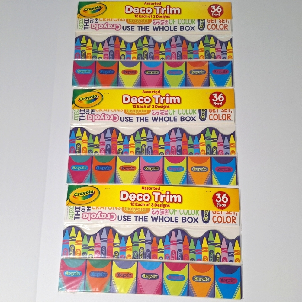 ๐NEW Crayola Assorted Deco Trim - Colorful Wall Decor (3 Packs) - Picture 7 of 8